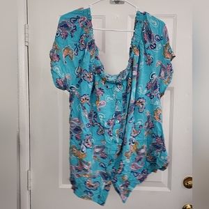 Turquoise off the shoulder shirt size 22